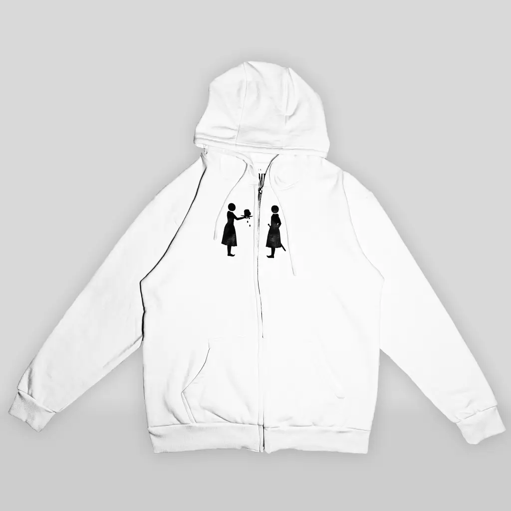 KOUPE TET ZIPUP HOODIE WHITE FRONT flatlay.webp