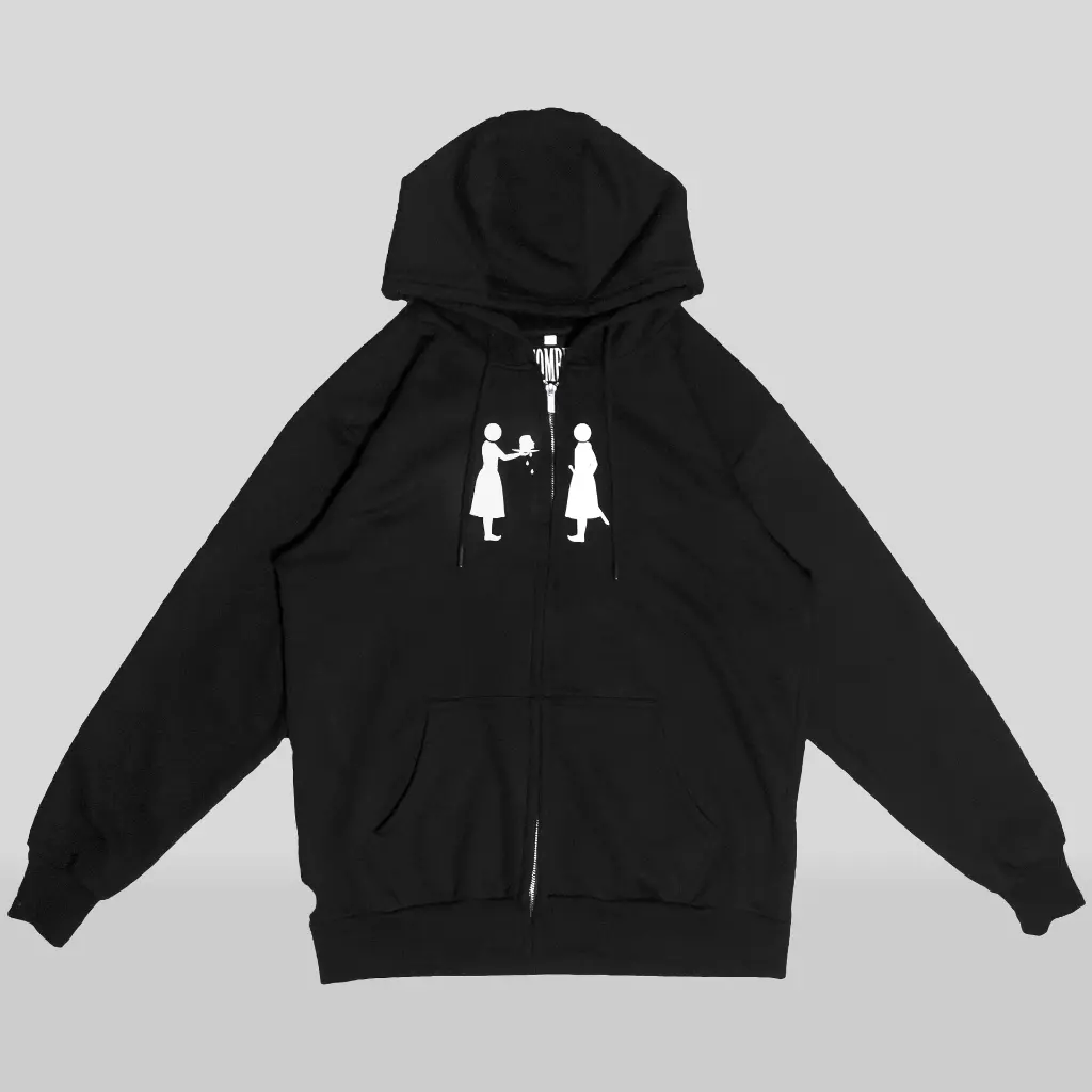 KOUPE TET ZIPUP HOODIE BLACK FRONT flatlay.webp
