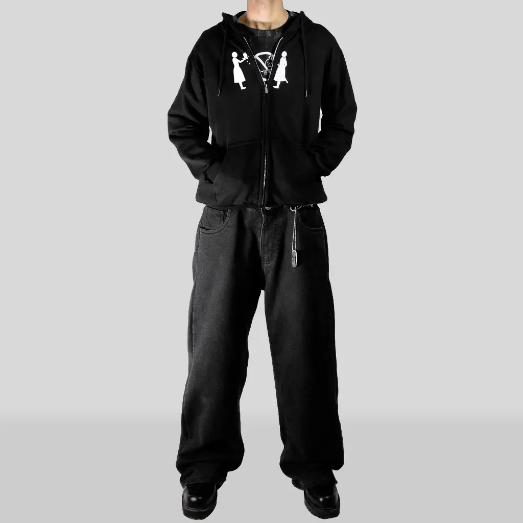 KOUPE TET ZIPUP HOODIE BLACK CASUAL model images.webp